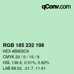 Color code: RGB 185 232 198 | qconv.com