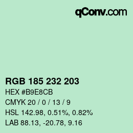 Color code: RGB 185 232 203 | qconv.com