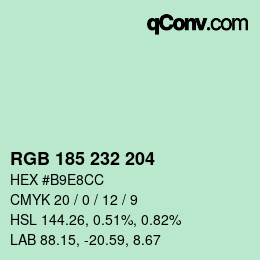 Color code: RGB 185 232 204 | qconv.com