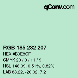 Color code: RGB 185 232 207 | qconv.com