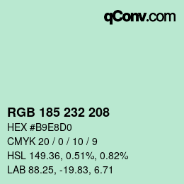 Color code: RGB 185 232 208 | qconv.com