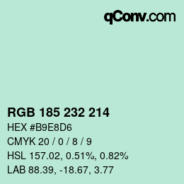Color code: RGB 185 232 214 | qconv.com