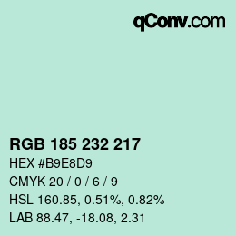 Color code: RGB 185 232 217 | qconv.com