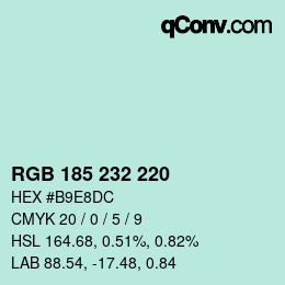 Color code: RGB 185 232 220 | qconv.com