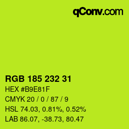 カラーコード: RGB 185 232 31 | qconv.com