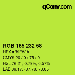 Color code: RGB 185 232 58 | qconv.com