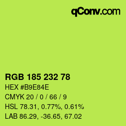 Color code: RGB 185 232 78 | qconv.com