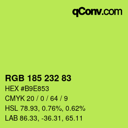 Color code: RGB 185 232 83 | qconv.com