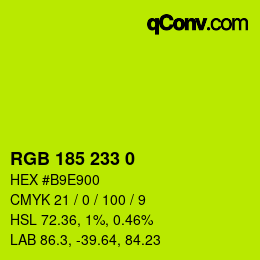 Color code: RGB 185 233 0 | qconv.com