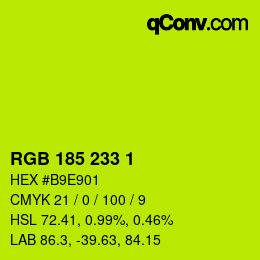 Color code: RGB 185 233 1 | qconv.com