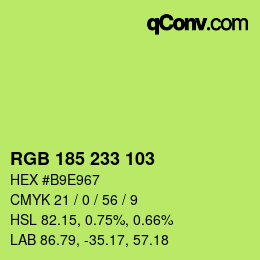 Color code: RGB 185 233 103 | qconv.com