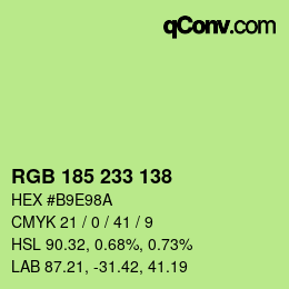 Color code: RGB 185 233 138 | qconv.com