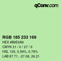 Color code: RGB 185 233 169 | qconv.com