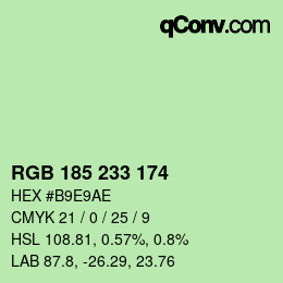 Color code: RGB 185 233 174 | qconv.com