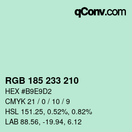 Color code: RGB 185 233 210 | qconv.com