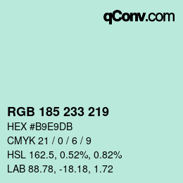 Color code: RGB 185 233 219 | qconv.com