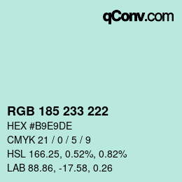 Color code: RGB 185 233 222 | qconv.com