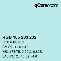 Color code: RGB 185 233 232 | qconv.com