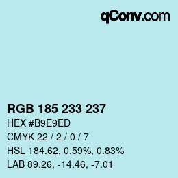 Color code: RGB 185 233 237 | qconv.com