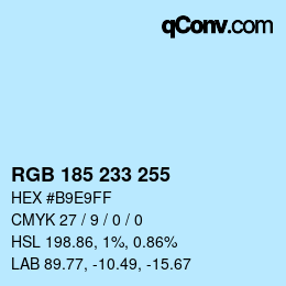 Color code: RGB 185 233 255 | qconv.com