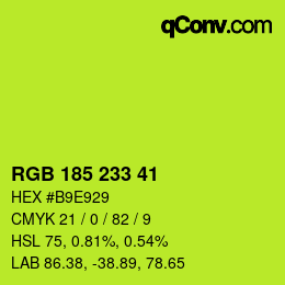 Color code: RGB 185 233 41 | qconv.com