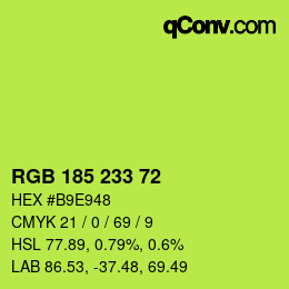 Color code: RGB 185 233 72 | qconv.com