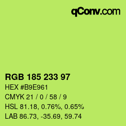 Color code: RGB 185 233 97 | qconv.com
