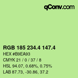 カラーコード: RGB 185 234.4 147.4 | qconv.com