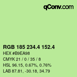 カラーコード: RGB 185 234.4 152.4 | qconv.com