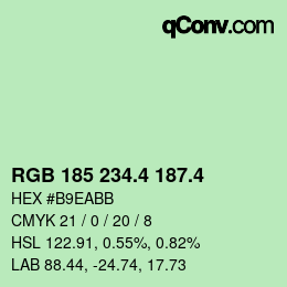 カラーコード: RGB 185 234.4 187.4 | qconv.com