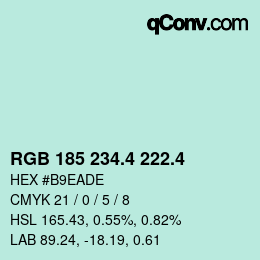 カラーコード: RGB 185 234.4 222.4 | qconv.com