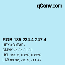 カラーコード: RGB 185 234.4 247.4 | qconv.com
