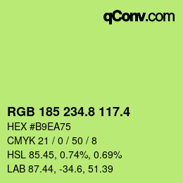 カラーコード: RGB 185 234.8 117.4 | qconv.com