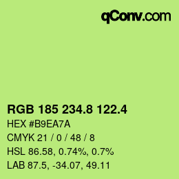 カラーコード: RGB 185 234.8 122.4 | qconv.com