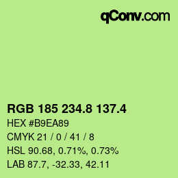 カラーコード: RGB 185 234.8 137.4 | qconv.com