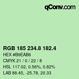 カラーコード: RGB 185 234.8 182.4 | qconv.com