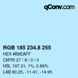 Color code: RGB 185 234.8 255 | qconv.com