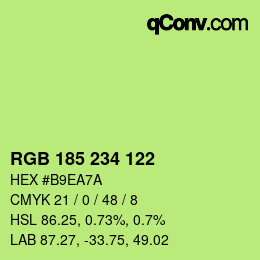 Color code: RGB 185 234 122 | qconv.com