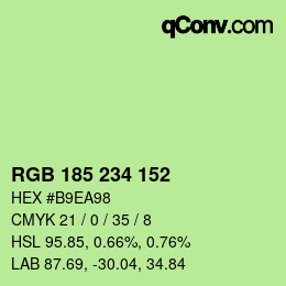 Color code: RGB 185 234 152 | qconv.com