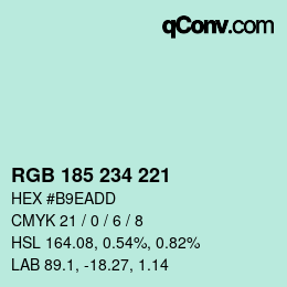 Color code: RGB 185 234 221 | qconv.com