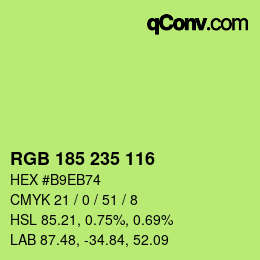 Color code: RGB 185 235 116 | qconv.com