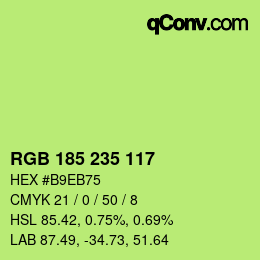 Color code: RGB 185 235 117 | qconv.com