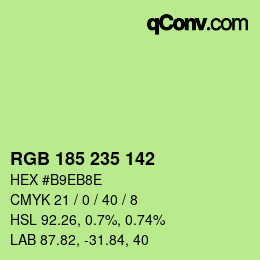 Color code: RGB 185 235 142 | qconv.com