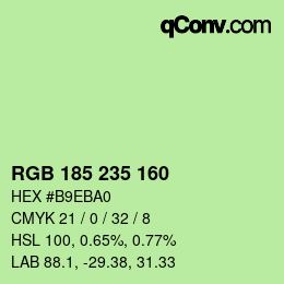 カラーコード: RGB 185 235 160 | qconv.com