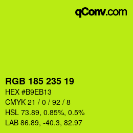 Color code: RGB 185 235 19 | qconv.com