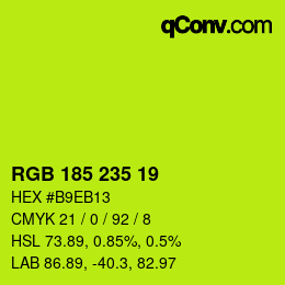 Color code: RGB 185 235 19 | qconv.com