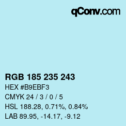 Color code: RGB 185 235 243 | qconv.com