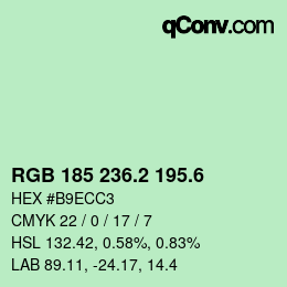 カラーコード: RGB 185 236.2 195.6 | qconv.com
