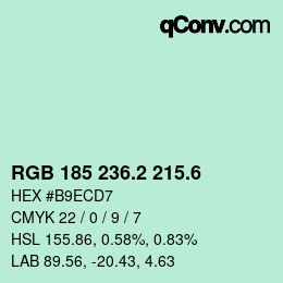 カラーコード: RGB 185 236.2 215.6 | qconv.com