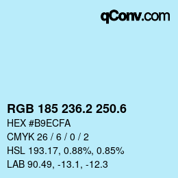 カラーコード: RGB 185 236.2 250.6 | qconv.com